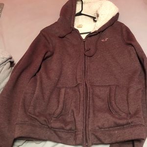 Hollister  Sherpa men’s red, size small and medium hoodies.